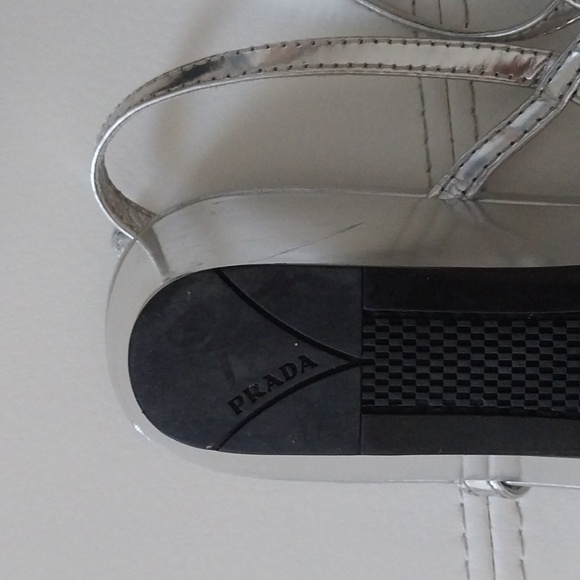 PRADA WEDGE SILVER SANDALS SIZE 41 - Picture 6 of 7